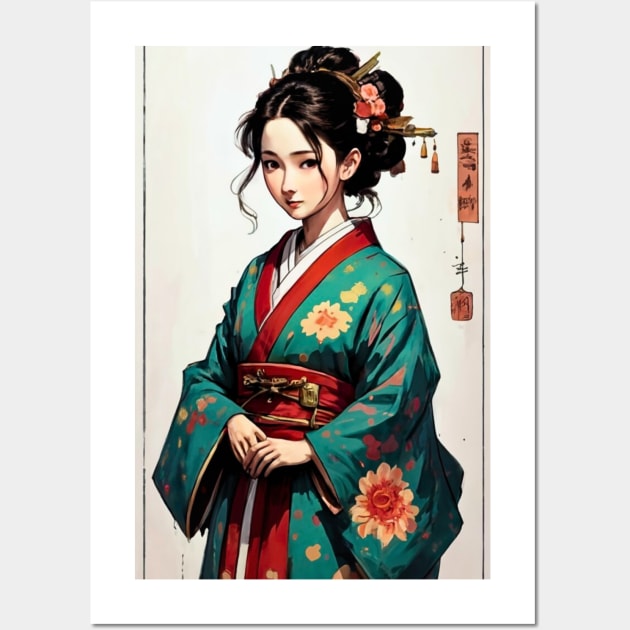 Young Geisha - Sakura Blossom Elegance Wall Art by ALM Artbox